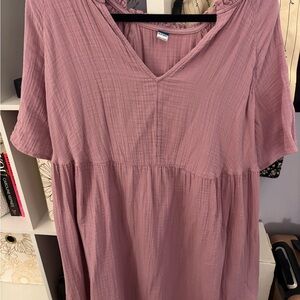 Old Navy Split-Neck Crinkle Gauze Mini Swing Dress
